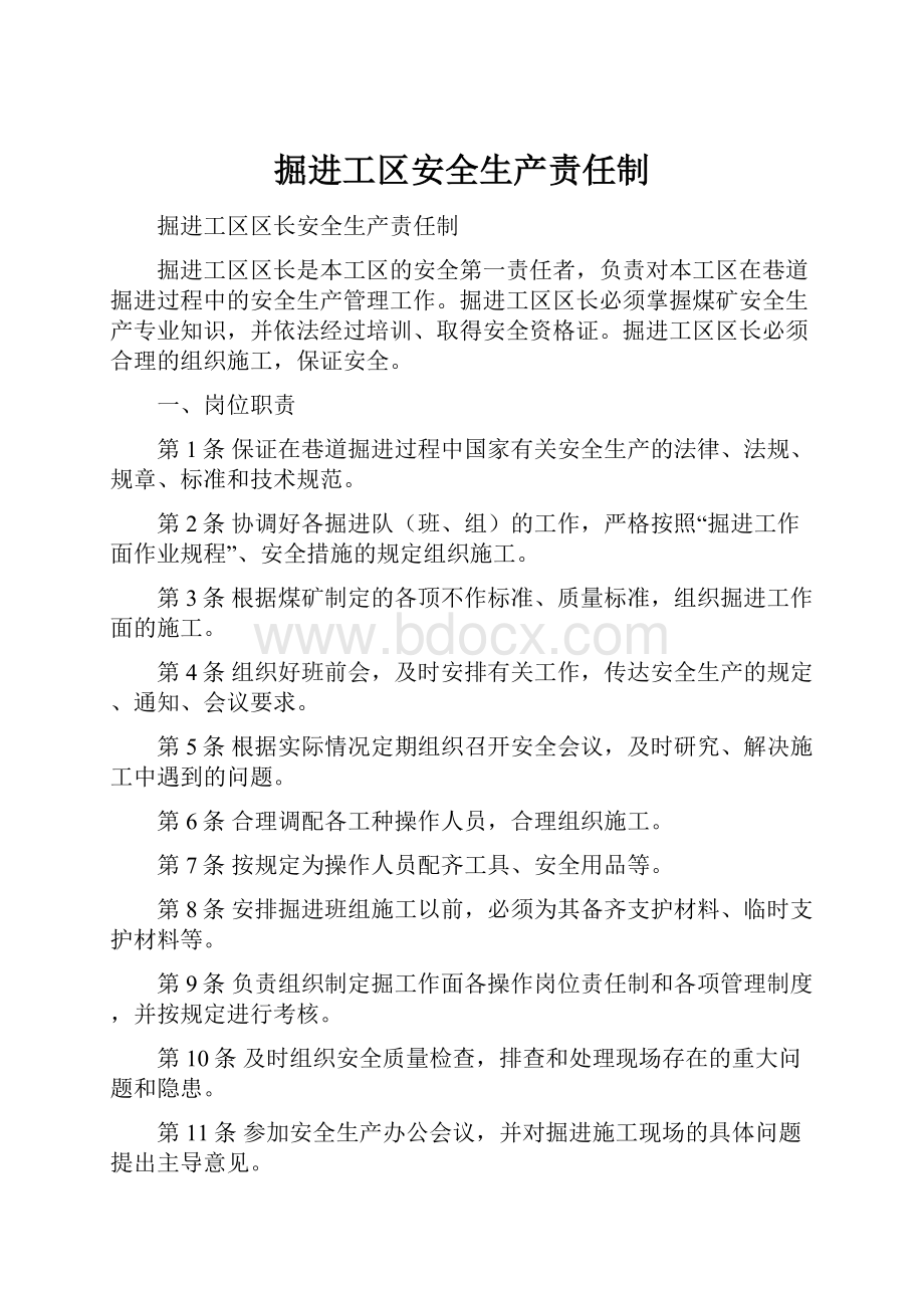 掘进工区安全生产责任制.docx_第1页