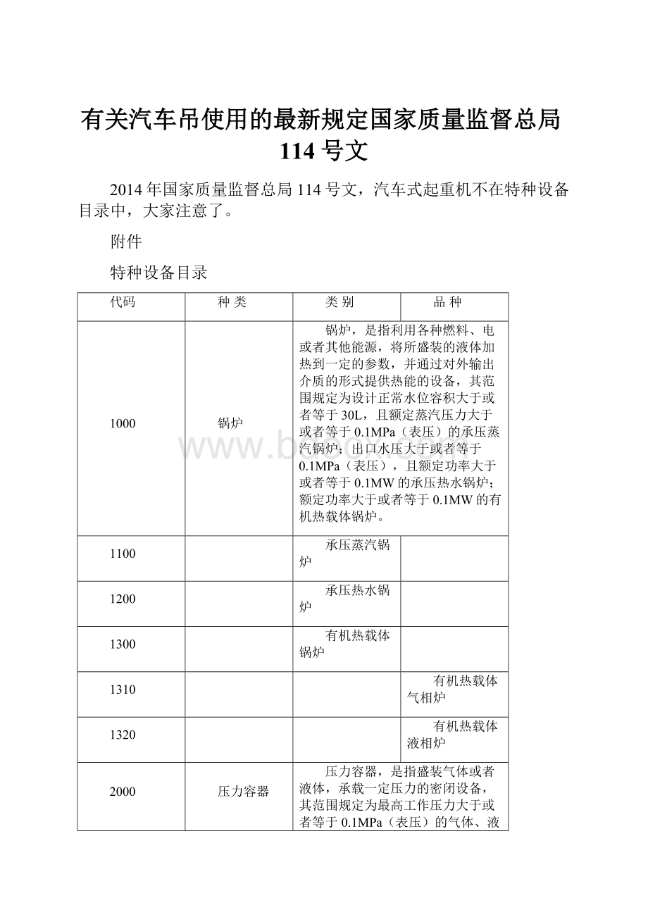 有关汽车吊使用的最新规定国家质量监督总局114号文.docx