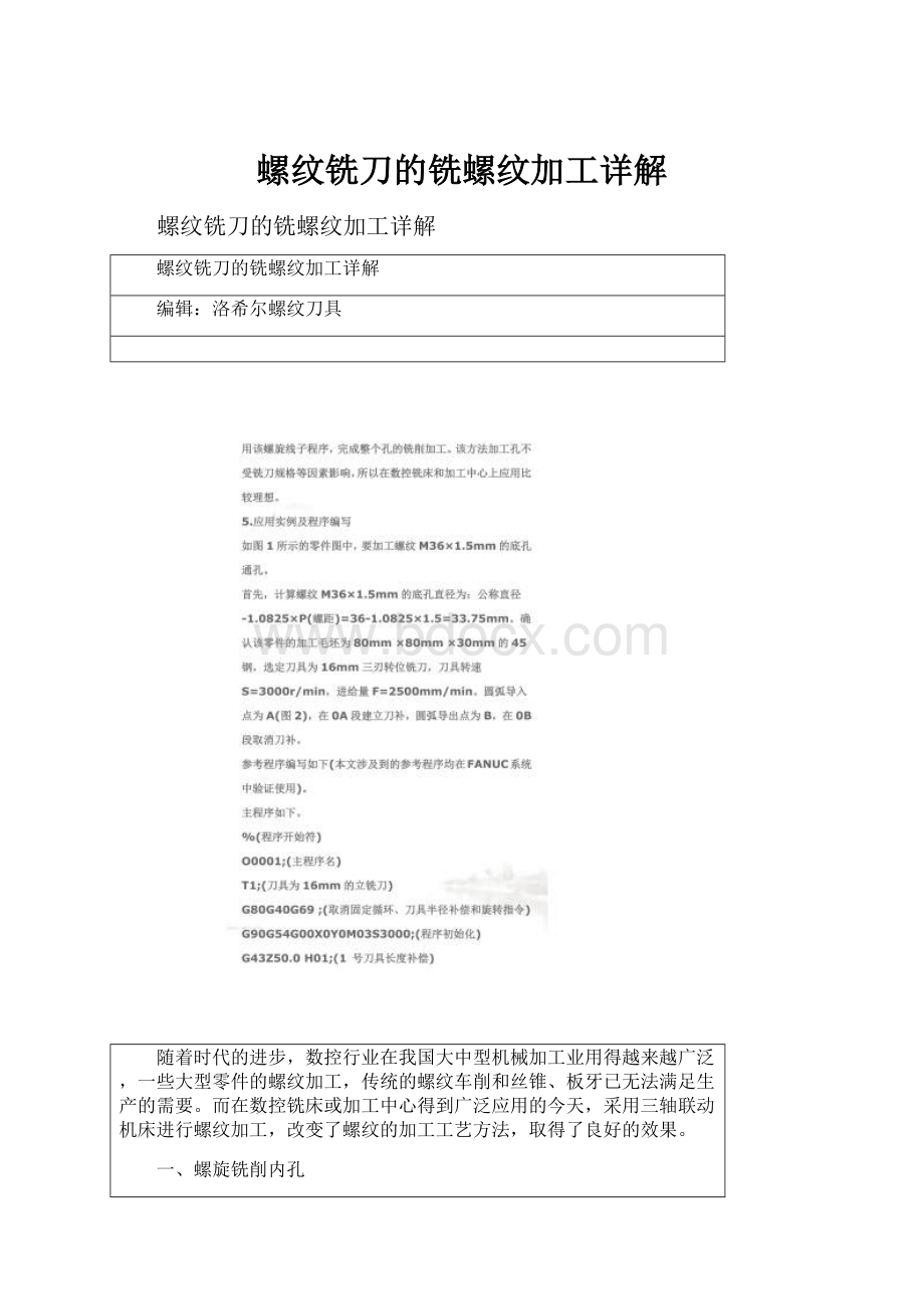 螺纹铣刀的铣螺纹加工详解.docx