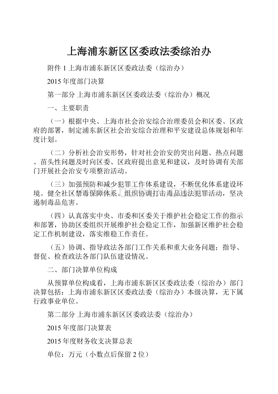 上海浦东新区区委政法委综治办.docx