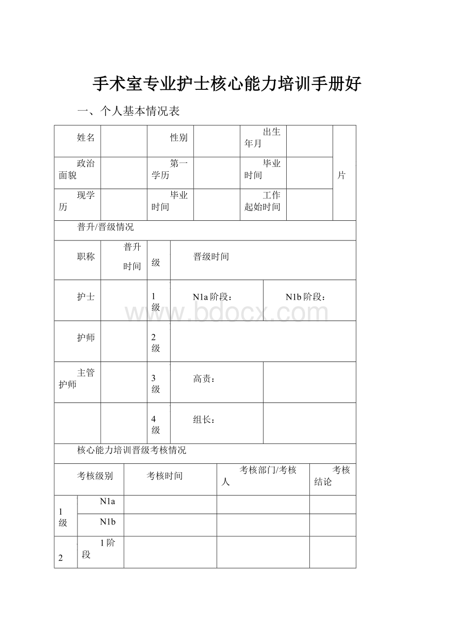 手术室专业护士核心能力培训手册好.docx