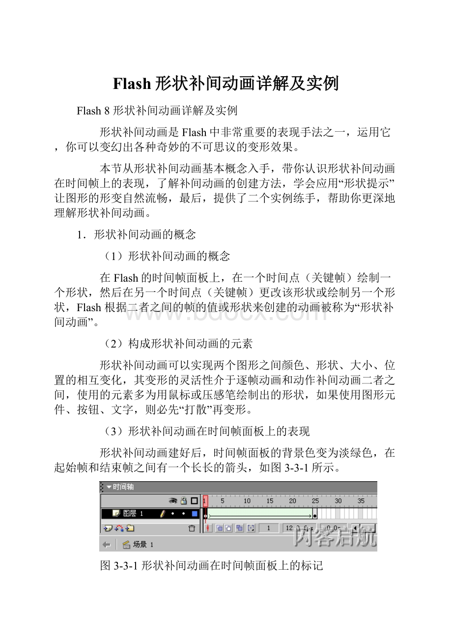 Flash形状补间动画详解及实例.docx