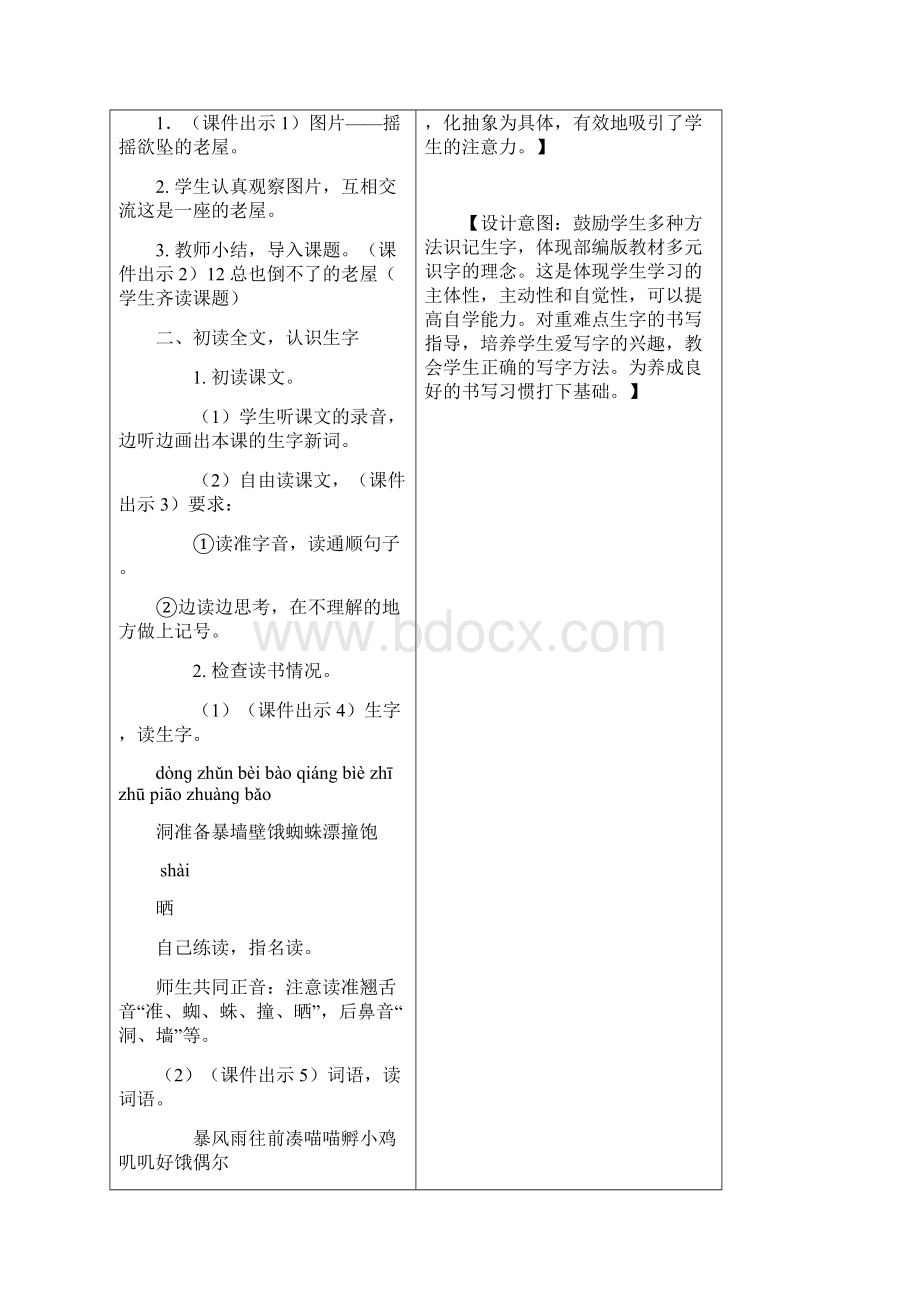 部编人教版三年级语文上册教案 第四单元 12总也倒不了的老屋.docx_第2页