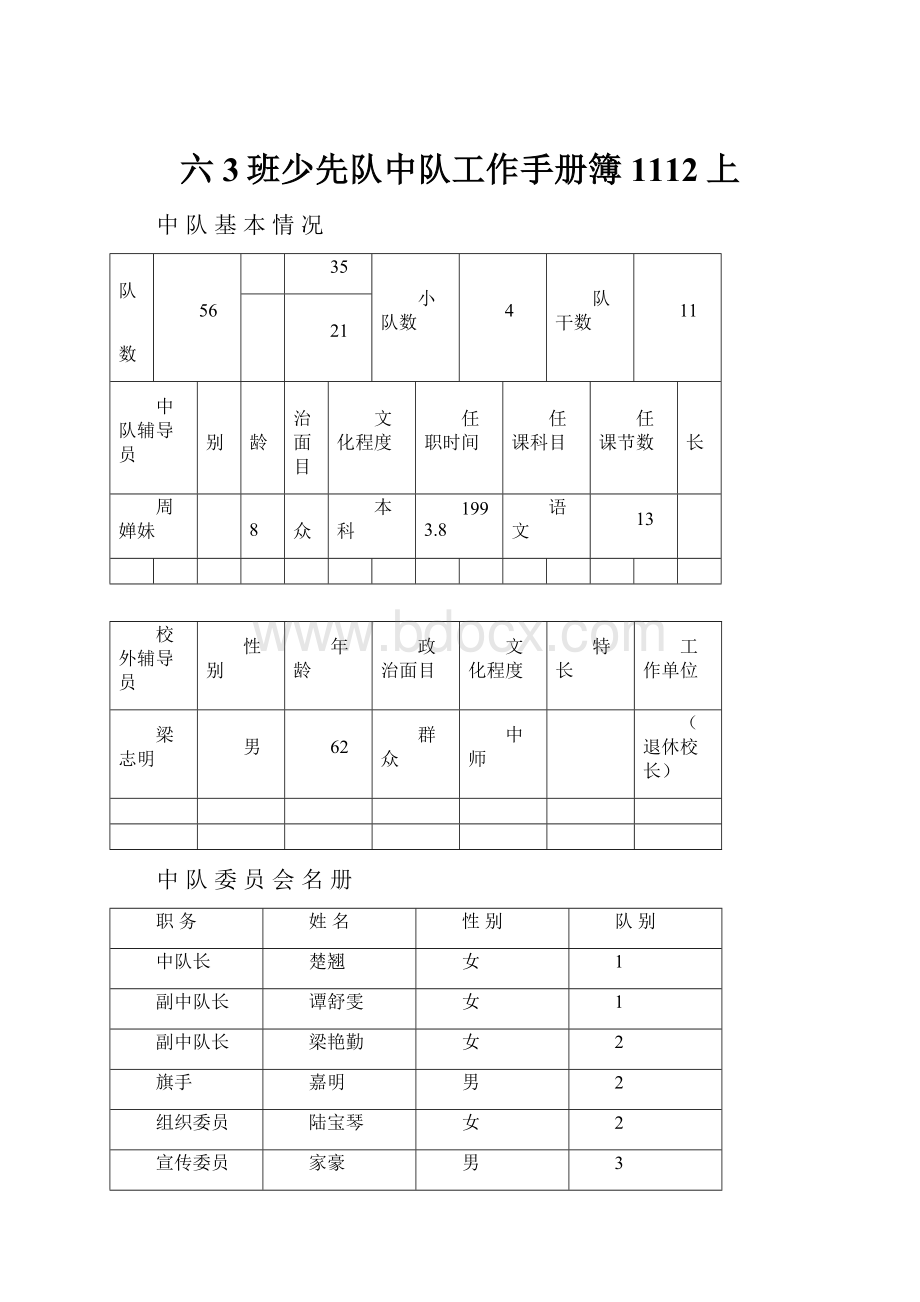 六3班少先队中队工作手册簿1112上.docx_第1页