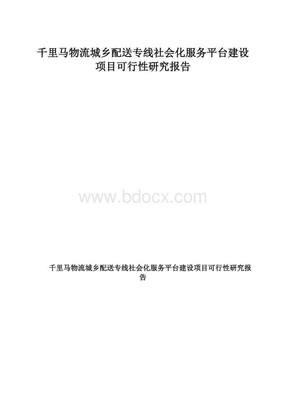 千里马物流城乡配送专线社会化服务平台建设项目可行性研究报告.docx_第1页