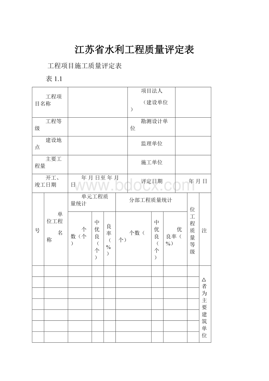 江苏省水利工程质量评定表.docx