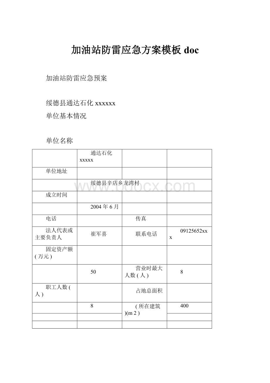 加油站防雷应急方案模板doc.docx