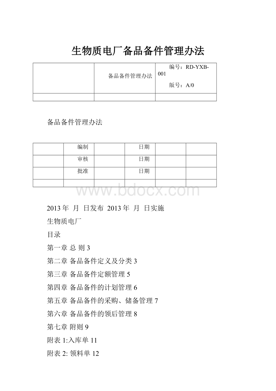 生物质电厂备品备件管理办法.docx_第1页