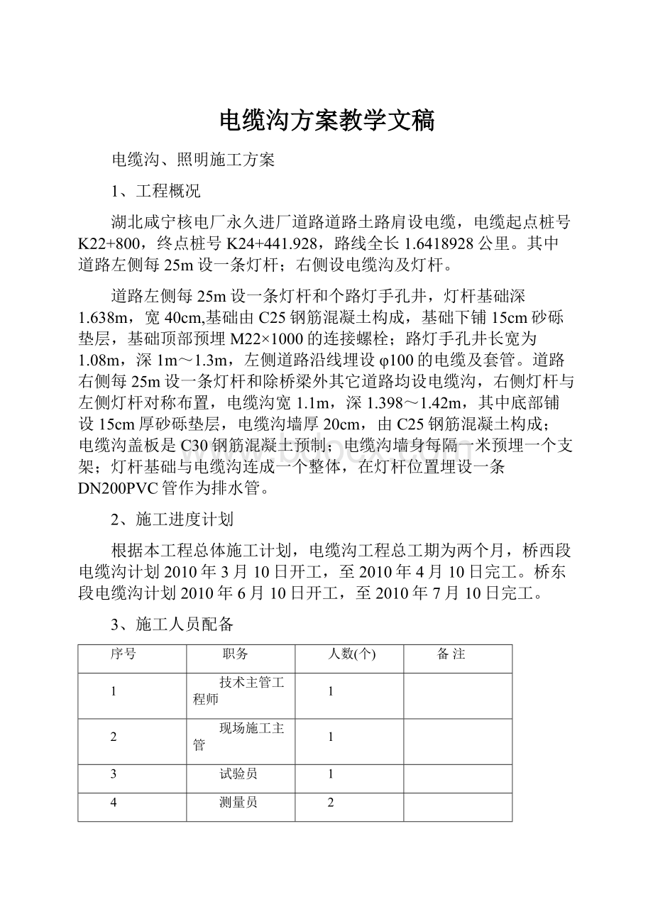 电缆沟方案教学文稿.docx