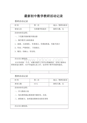 最新初中数学教研活动记录.docx