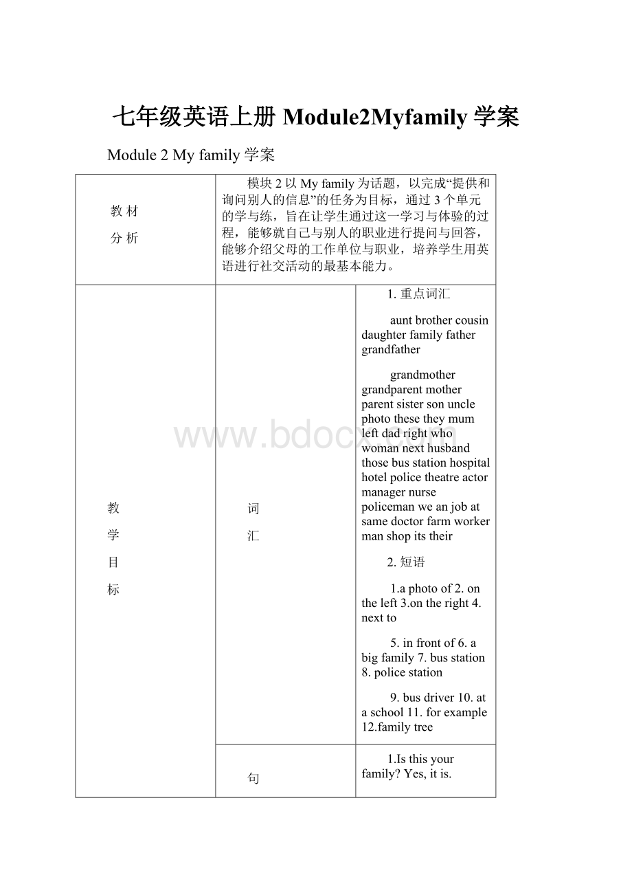 七年级英语上册Module2Myfamily学案.docx_第1页