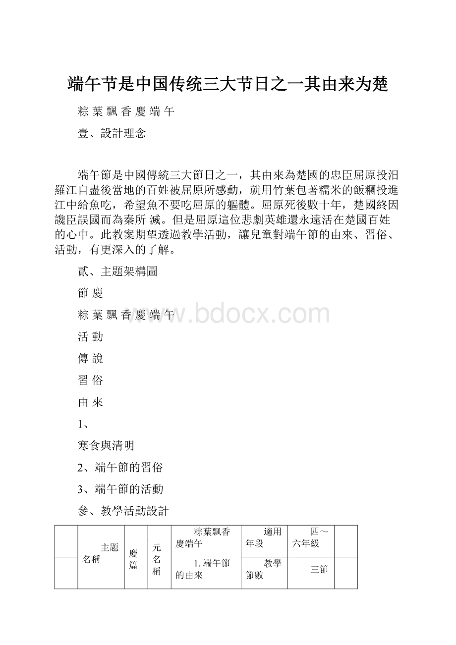 端午节是中国传统三大节日之一其由来为楚.docx