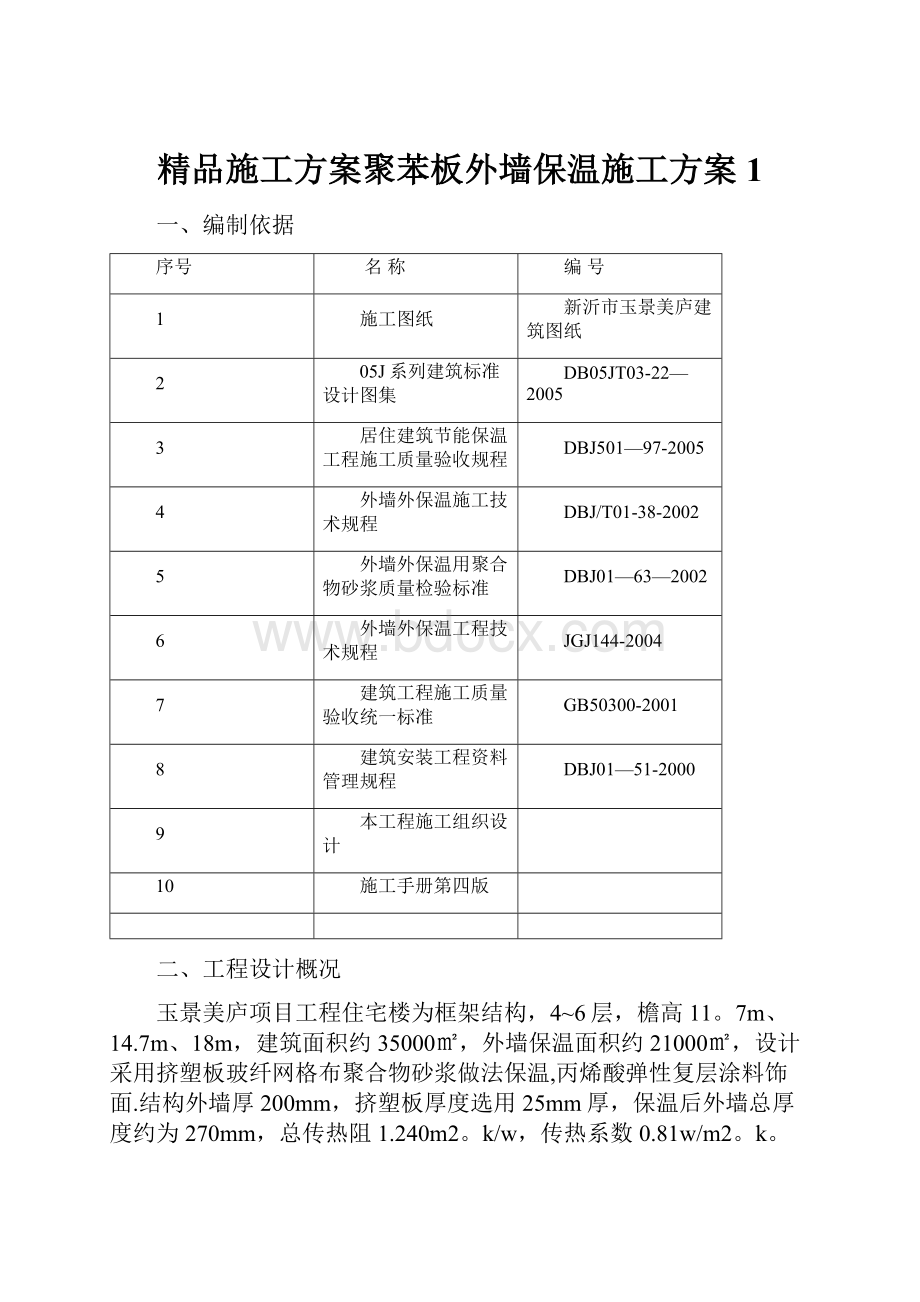 精品施工方案聚苯板外墙保温施工方案1.docx_第1页