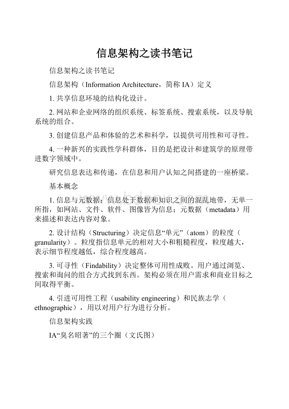 信息架构之读书笔记.docx_第1页