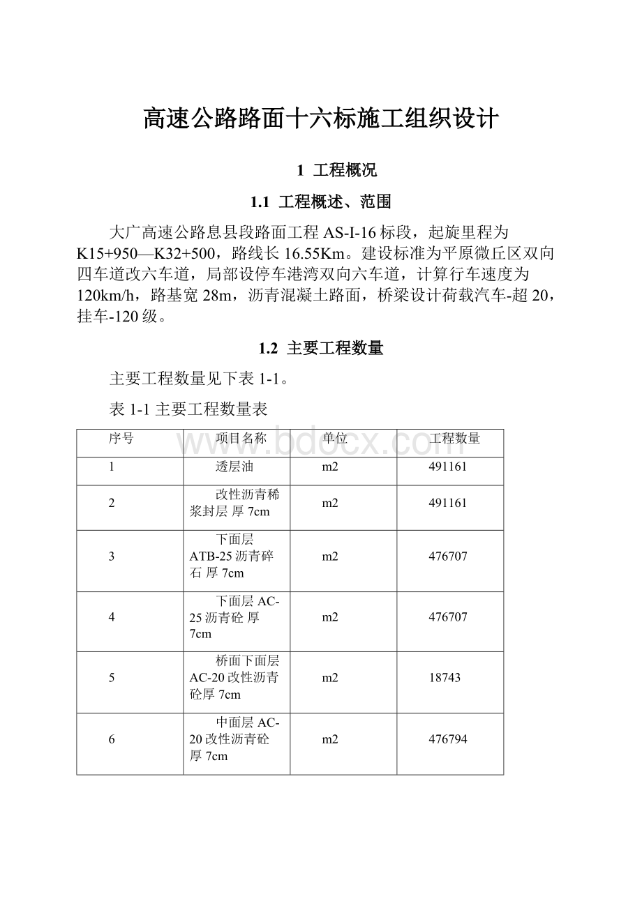 高速公路路面十六标施工组织设计.docx