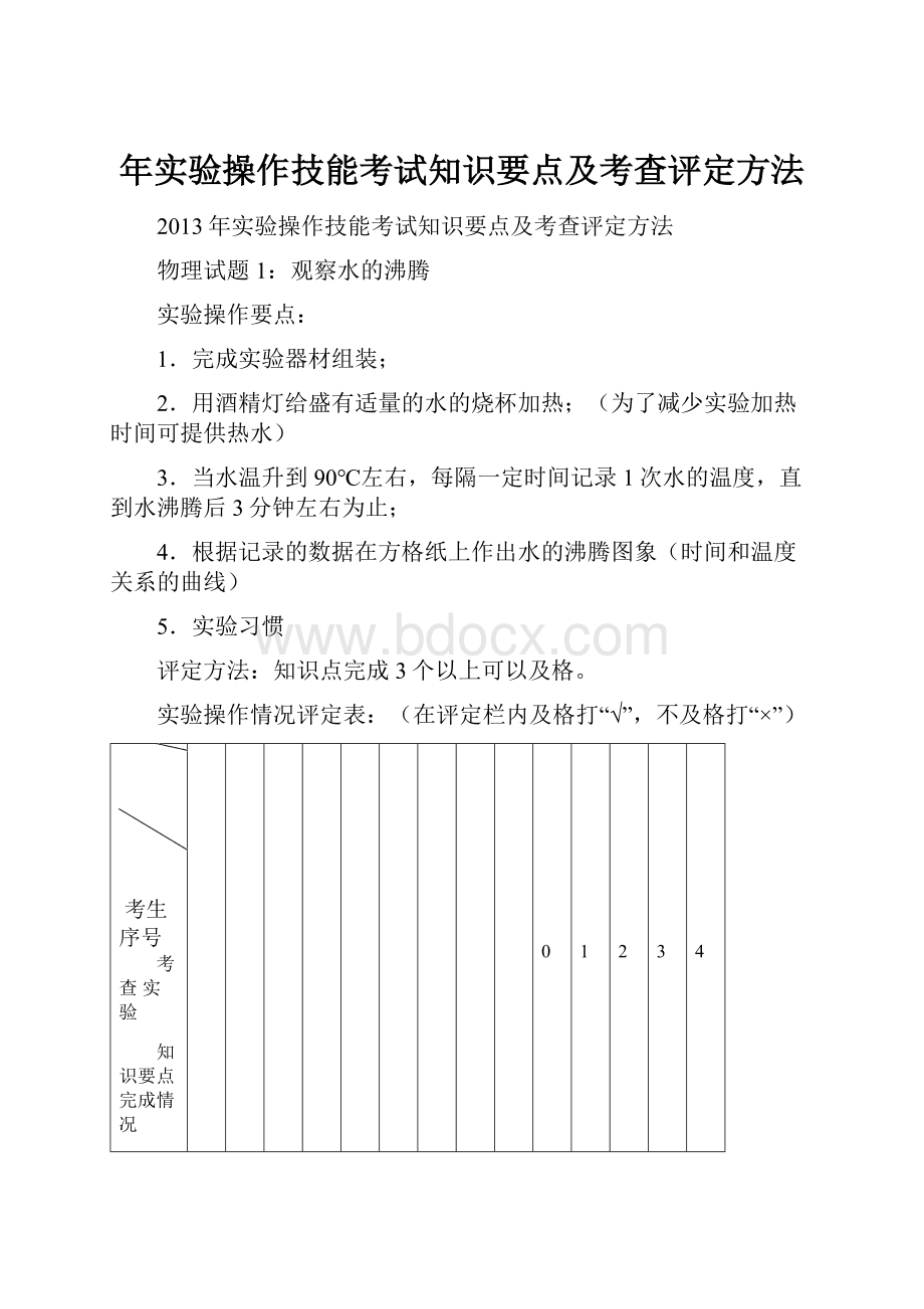 年实验操作技能考试知识要点及考查评定方法.docx_第1页