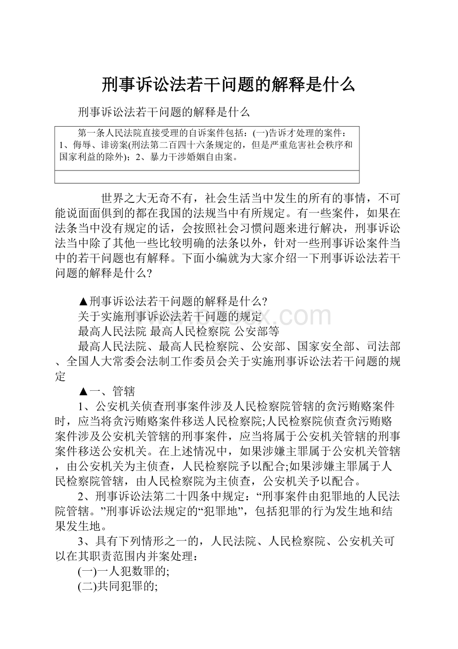 刑事诉讼法若干问题的解释是什么.docx_第1页