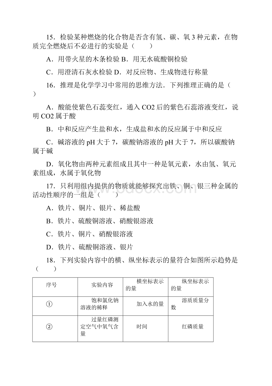 九年级下学期第二次模拟考试化学试题.docx_第3页