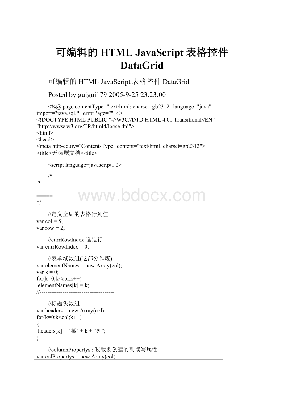 可编辑的 HTML JavaScript 表格控件 DataGrid.docx_第1页