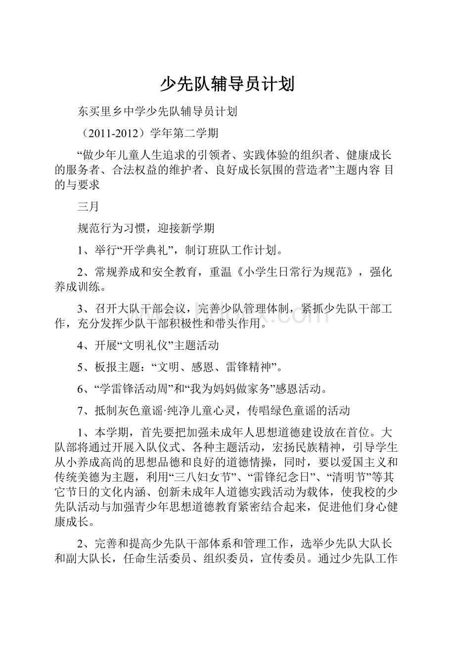 少先队辅导员计划.docx