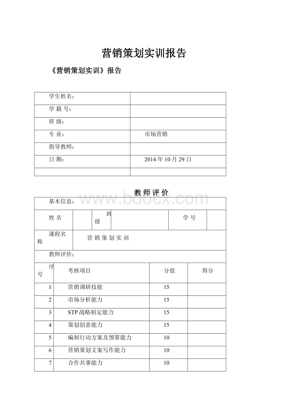 营销策划实训报告.docx_第1页