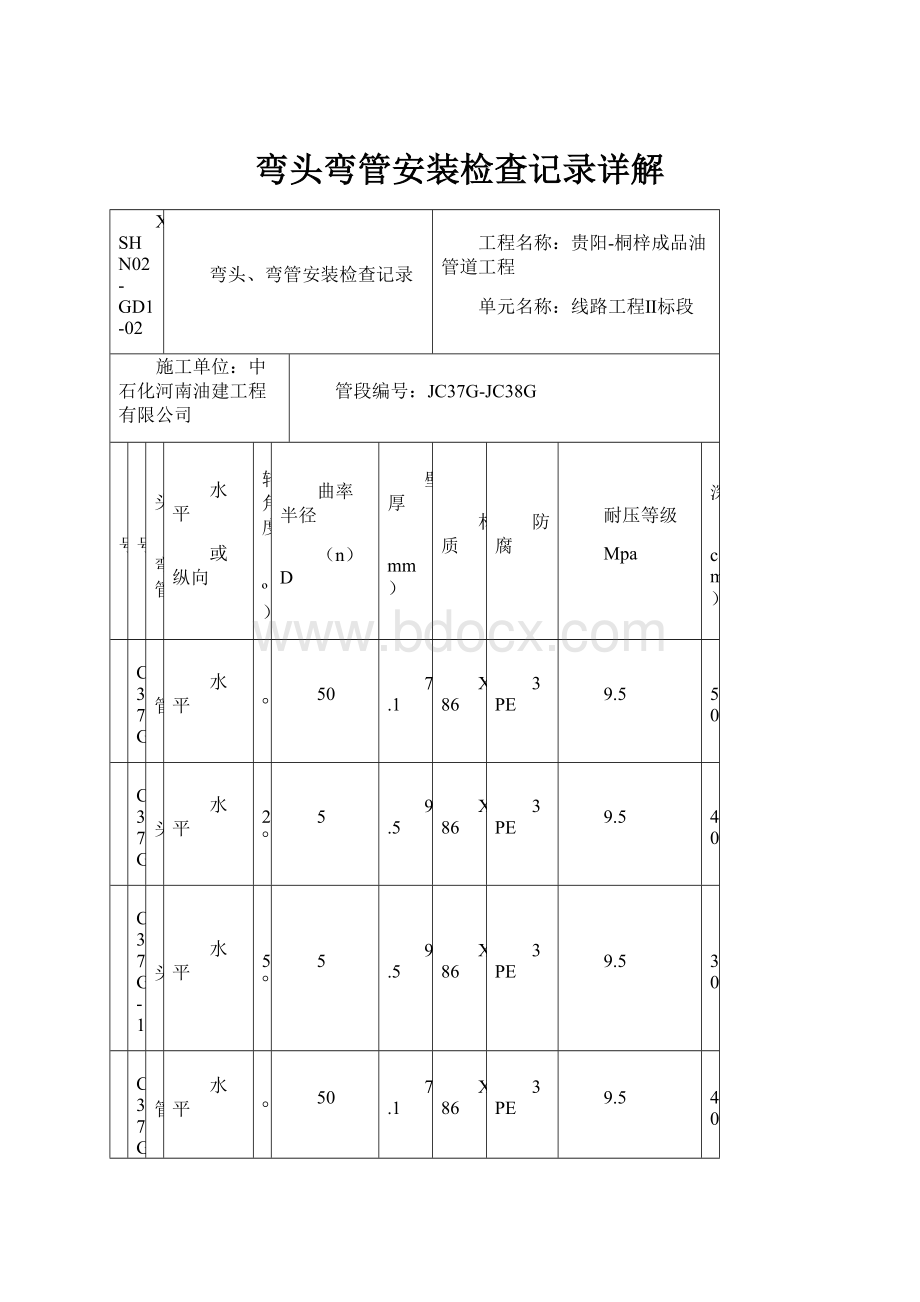 弯头弯管安装检查记录详解.docx_第1页