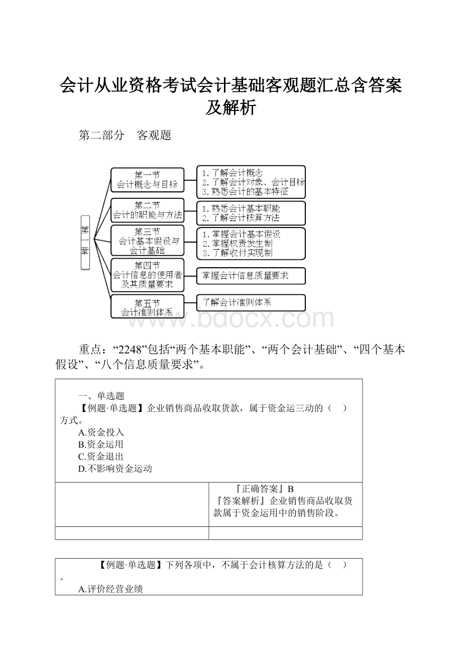 会计从业资格考试会计基础客观题汇总含答案及解析.docx_第1页