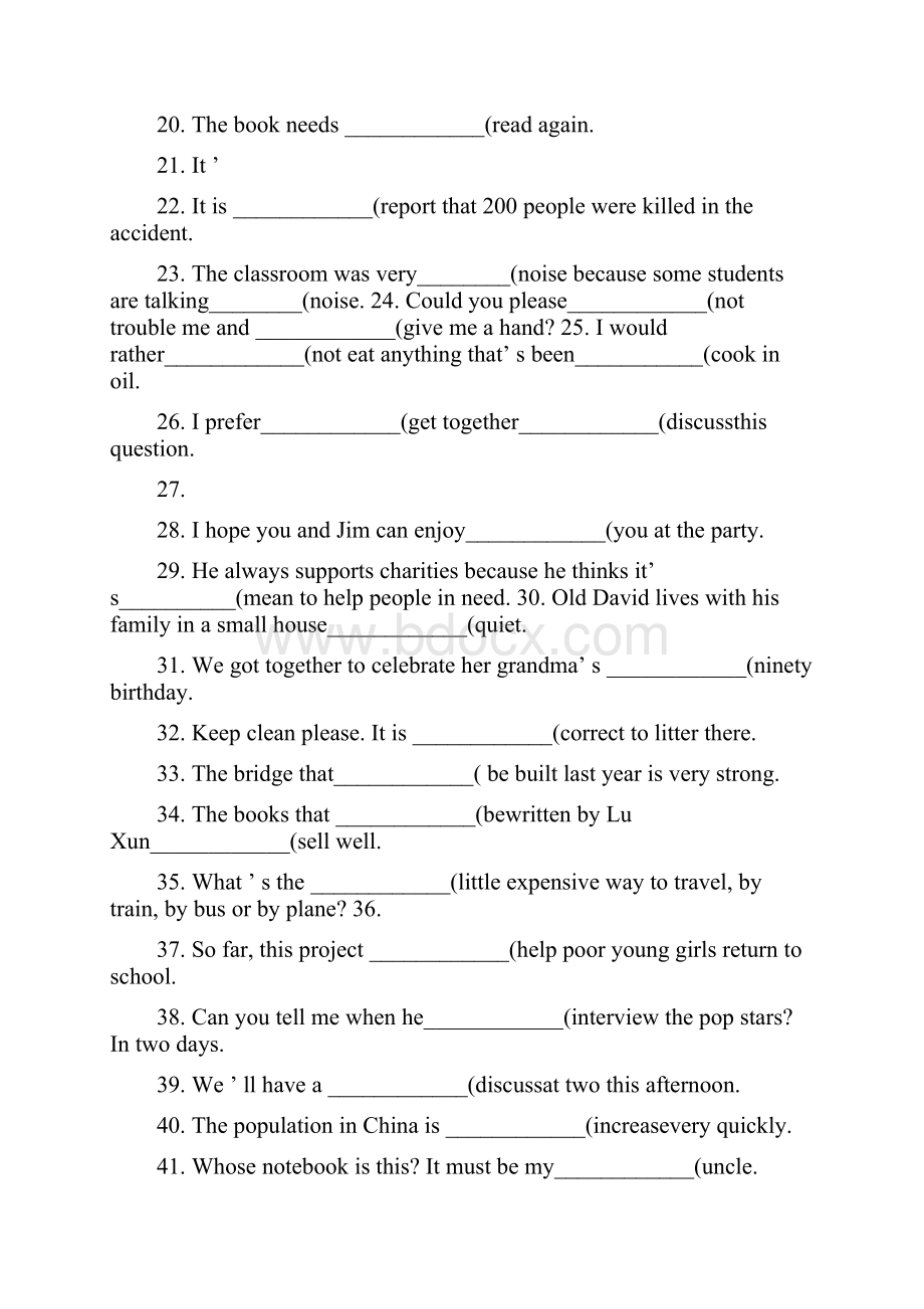 英语中考练习用所给词的适当形式填空和句型转换.docx_第2页