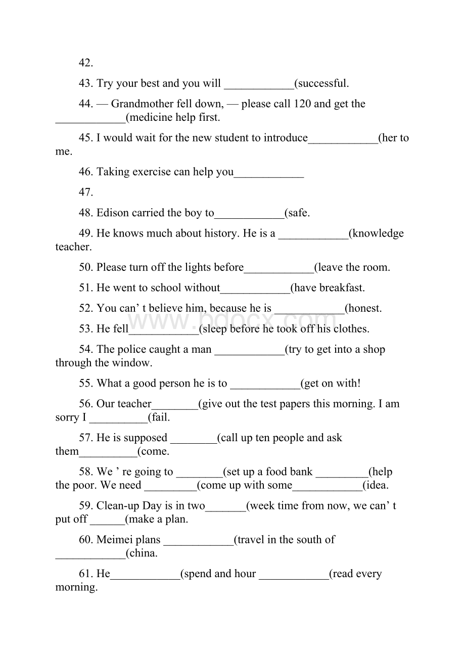 英语中考练习用所给词的适当形式填空和句型转换.docx_第3页