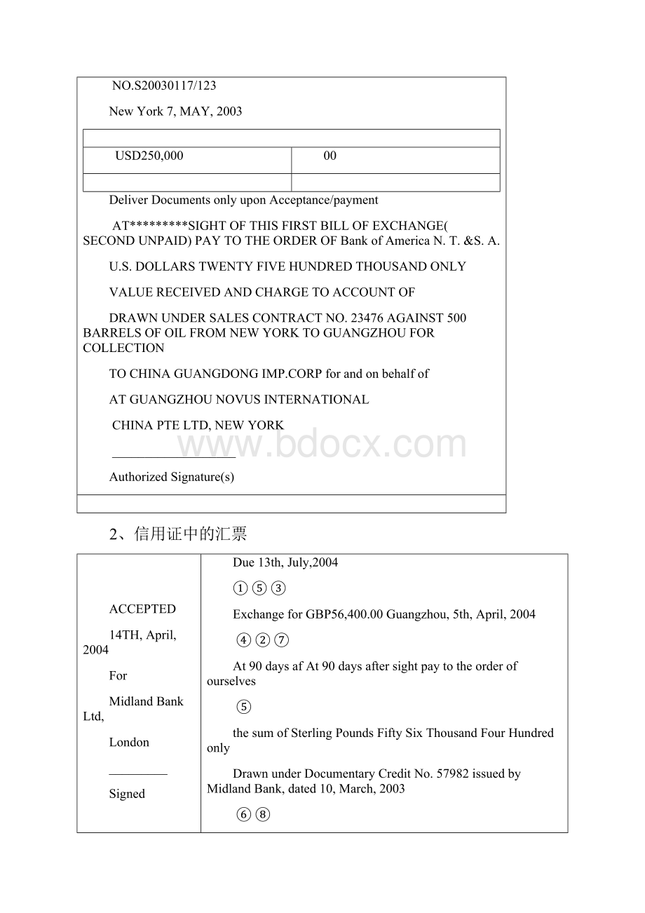 国际结算实验第一章票据实验参考答案.docx_第2页