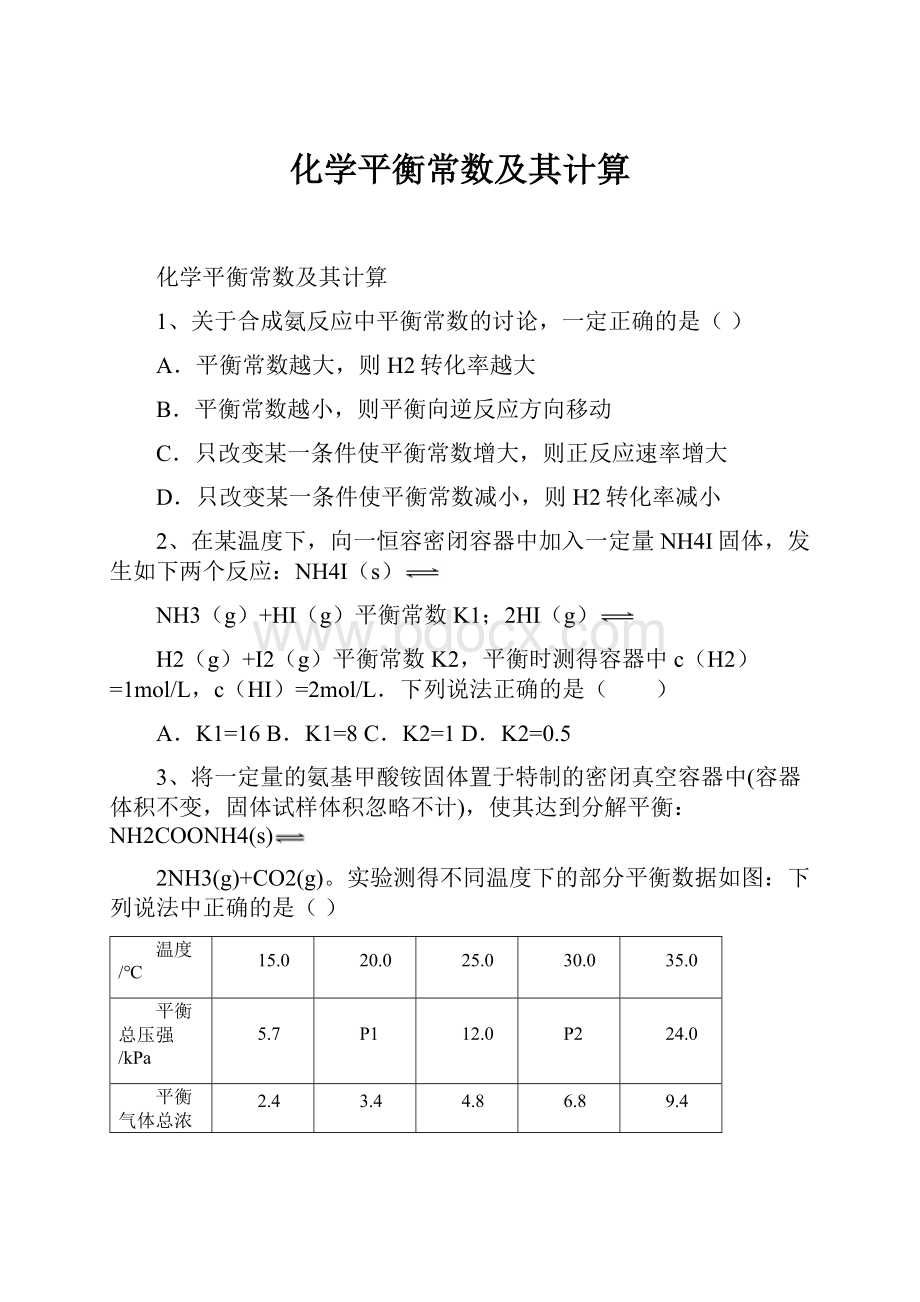 化学平衡常数及其计算.docx