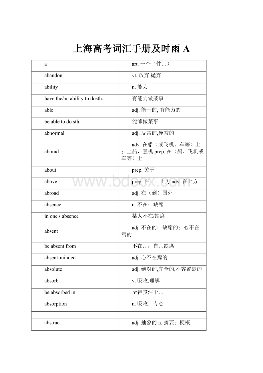 上海高考词汇手册及时雨A.docx_第1页