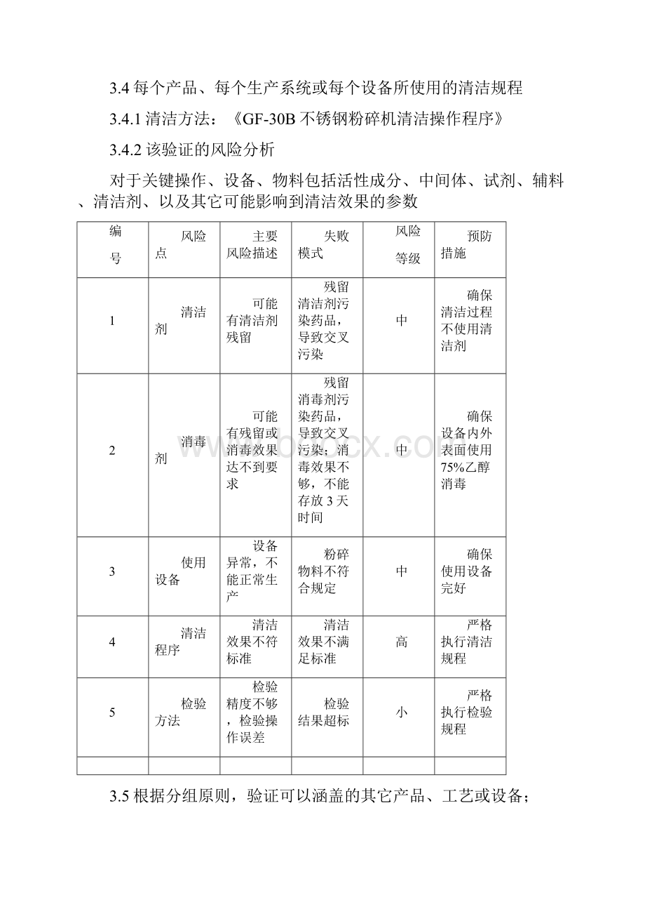 30BX粉碎机组清洁验证方案.docx_第3页