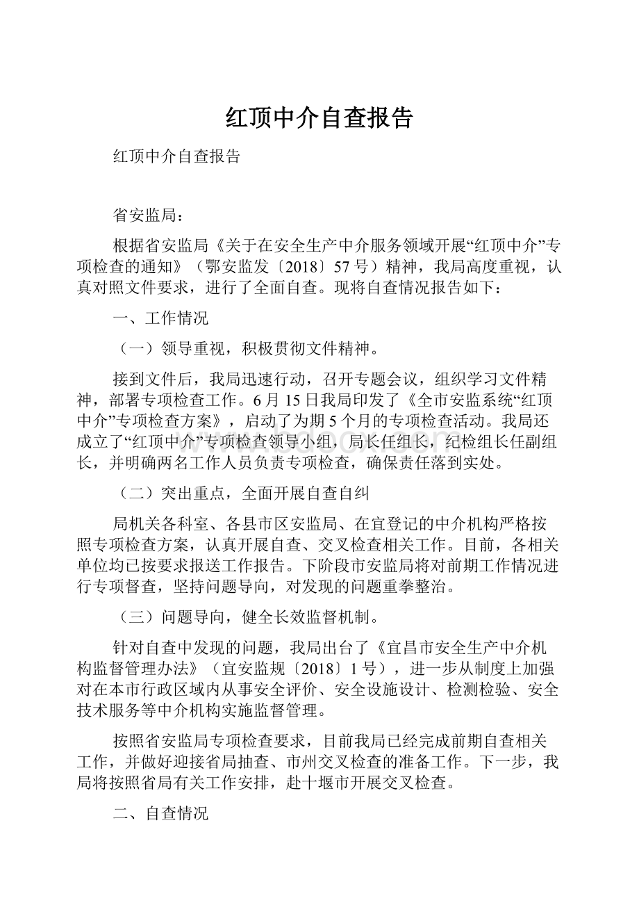 红顶中介自查报告.docx