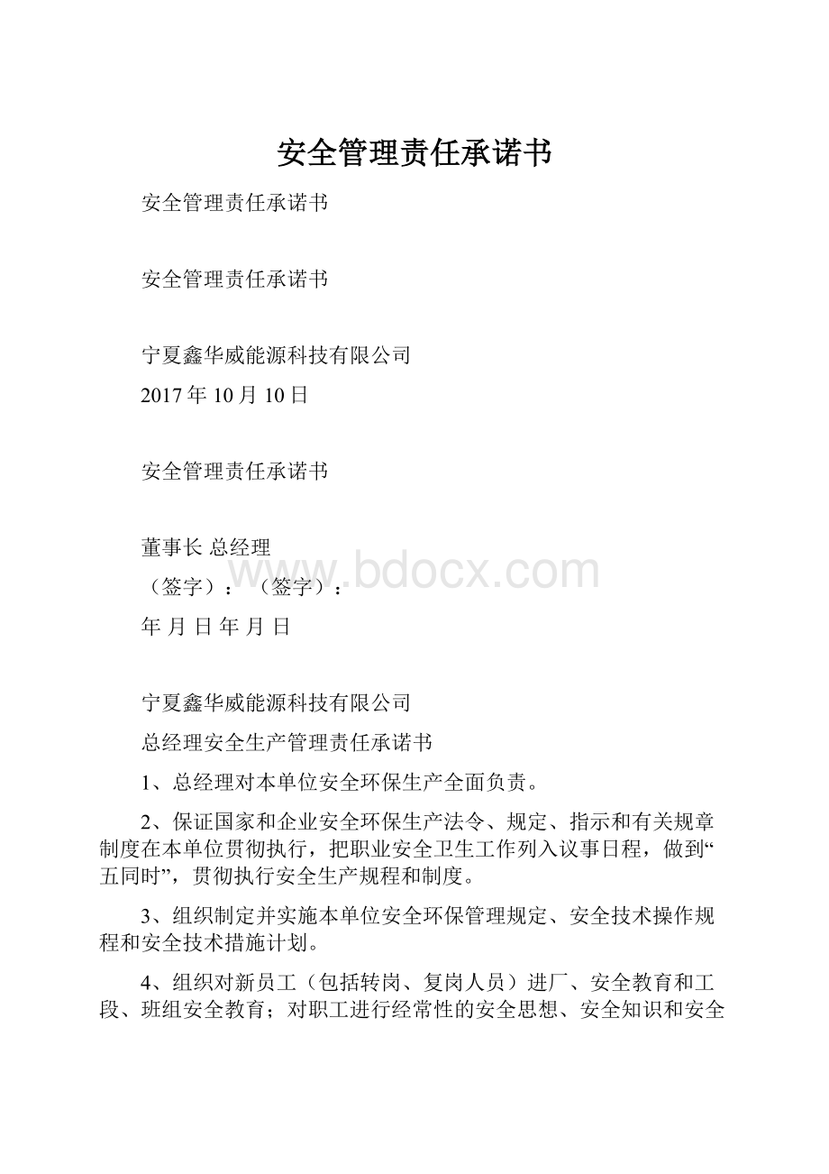 安全管理责任承诺书.docx