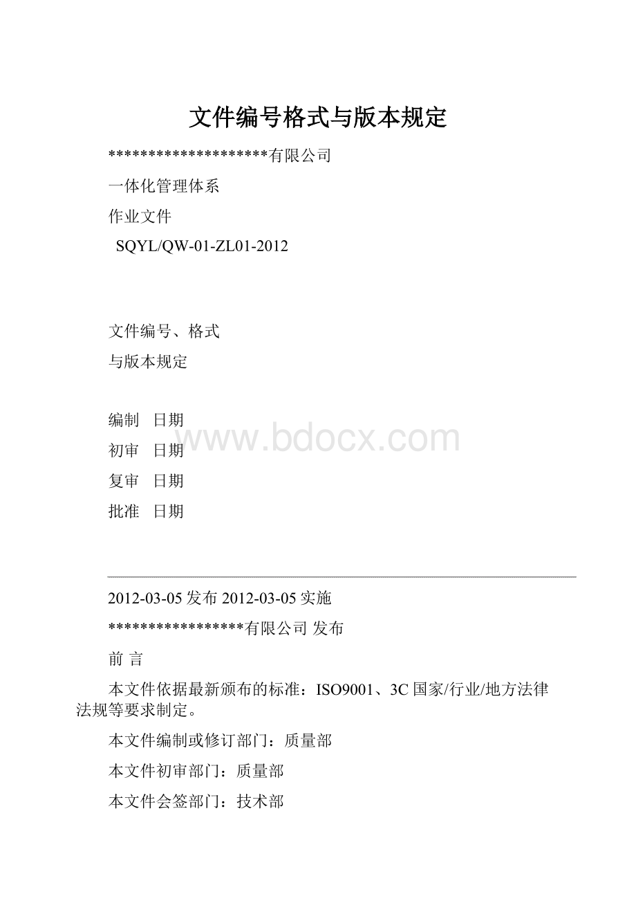 文件编号格式与版本规定.docx_第1页