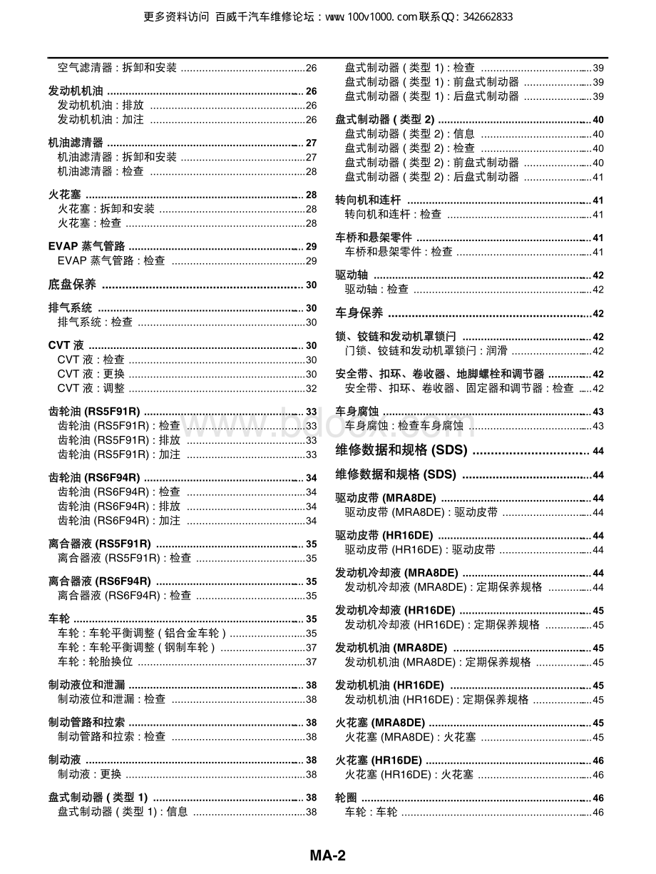 2012东风日产轩逸维修手册_MA.pdf_第2页