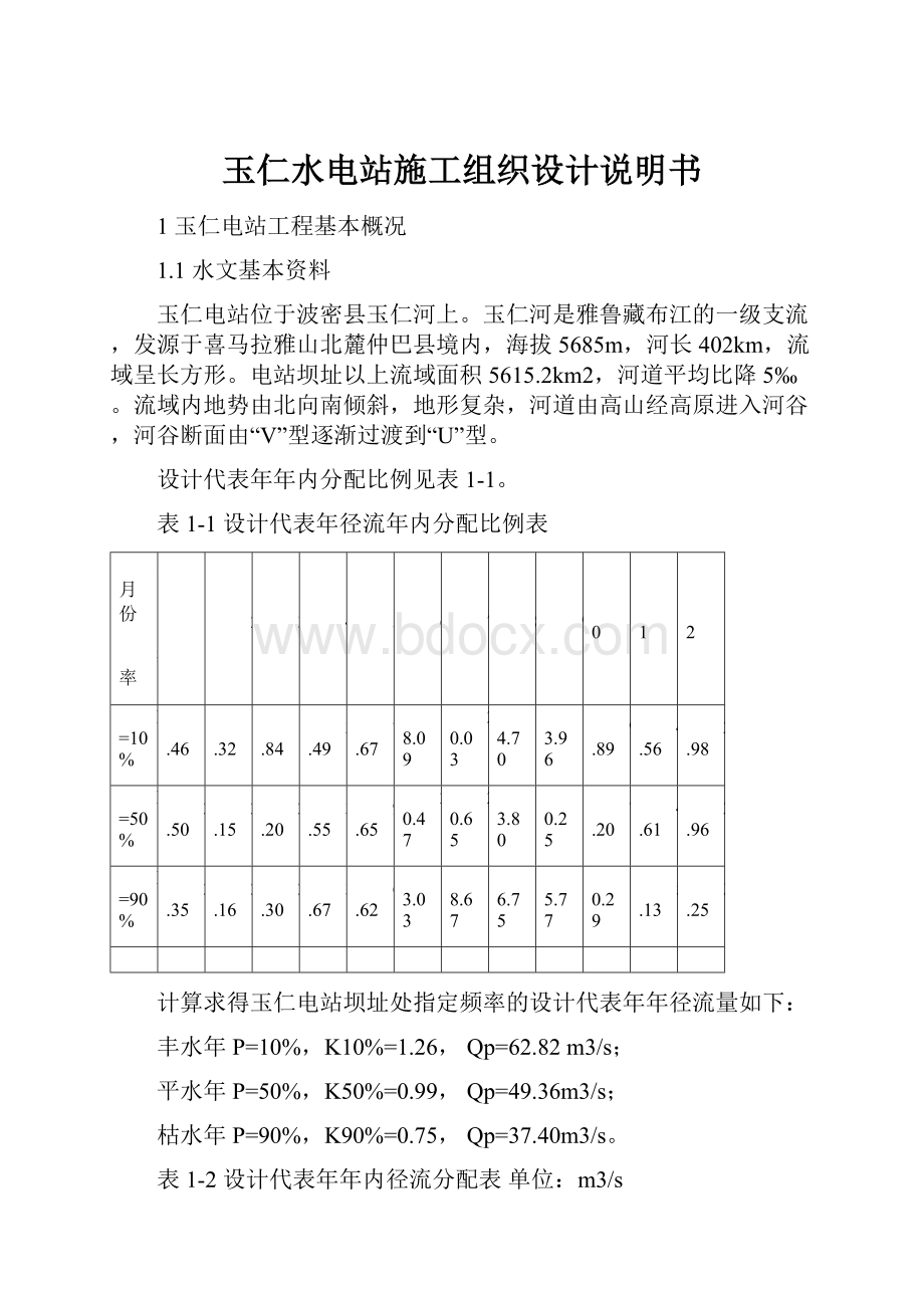 玉仁水电站施工组织设计说明书.docx_第1页