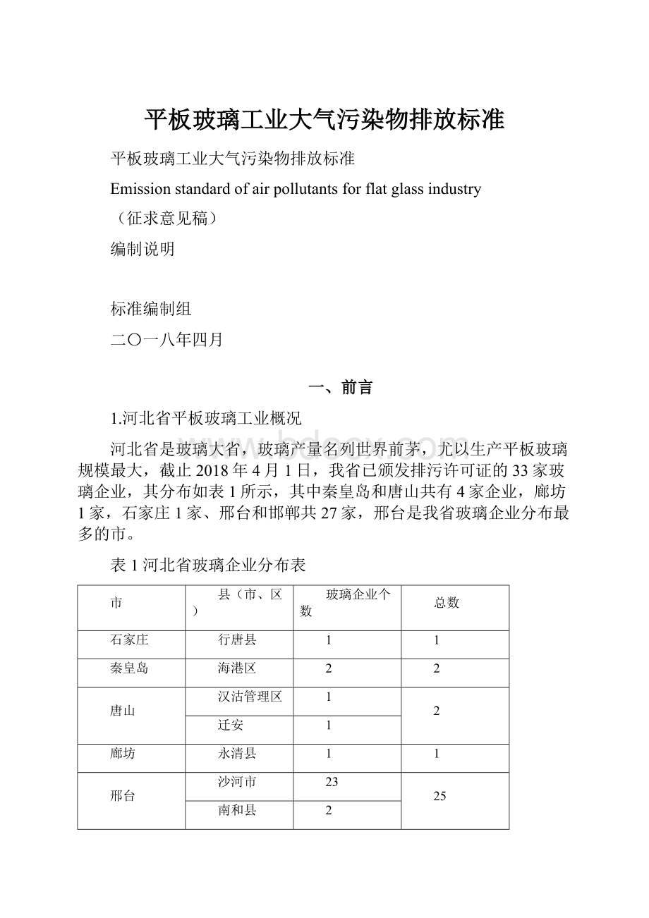 平板玻璃工业大气污染物排放标准.docx_第1页