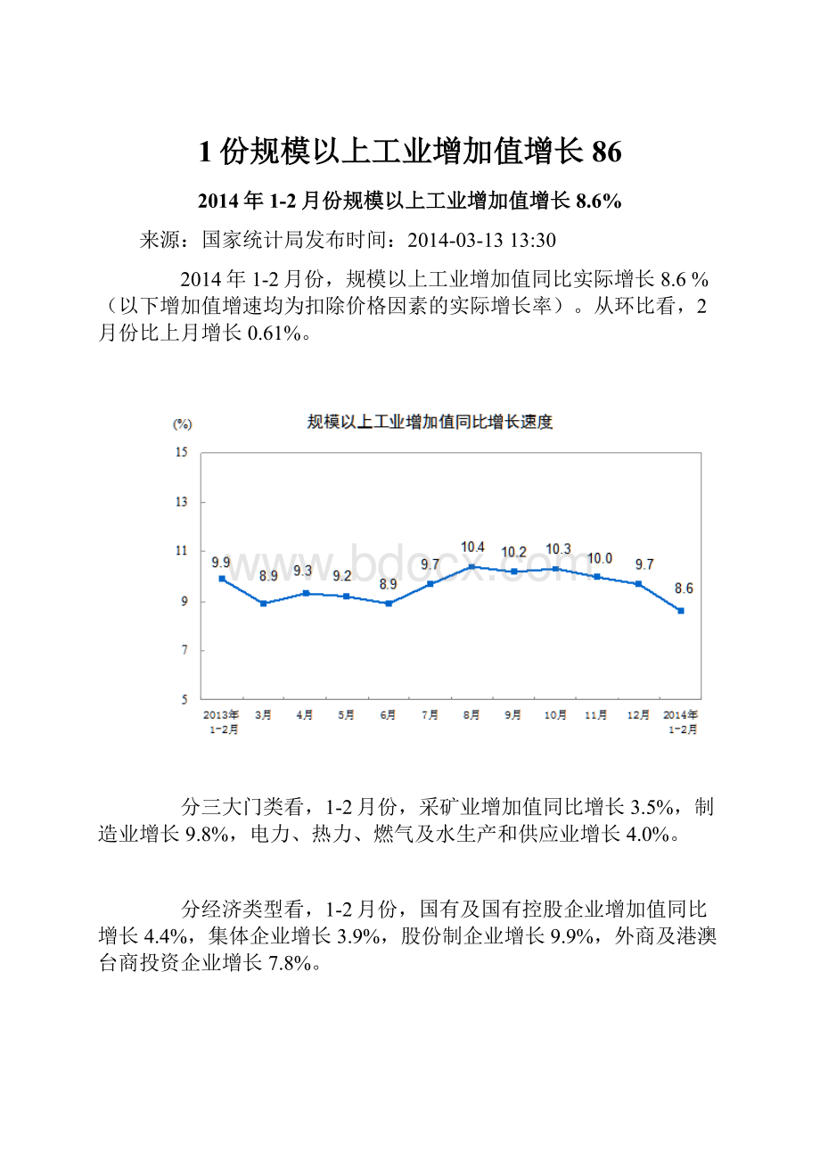 1份规模以上工业增加值增长86.docx_第1页