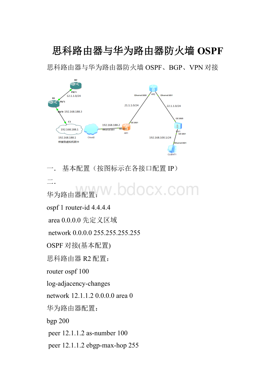 思科路由器与华为路由器防火墙OSPF.docx_第1页