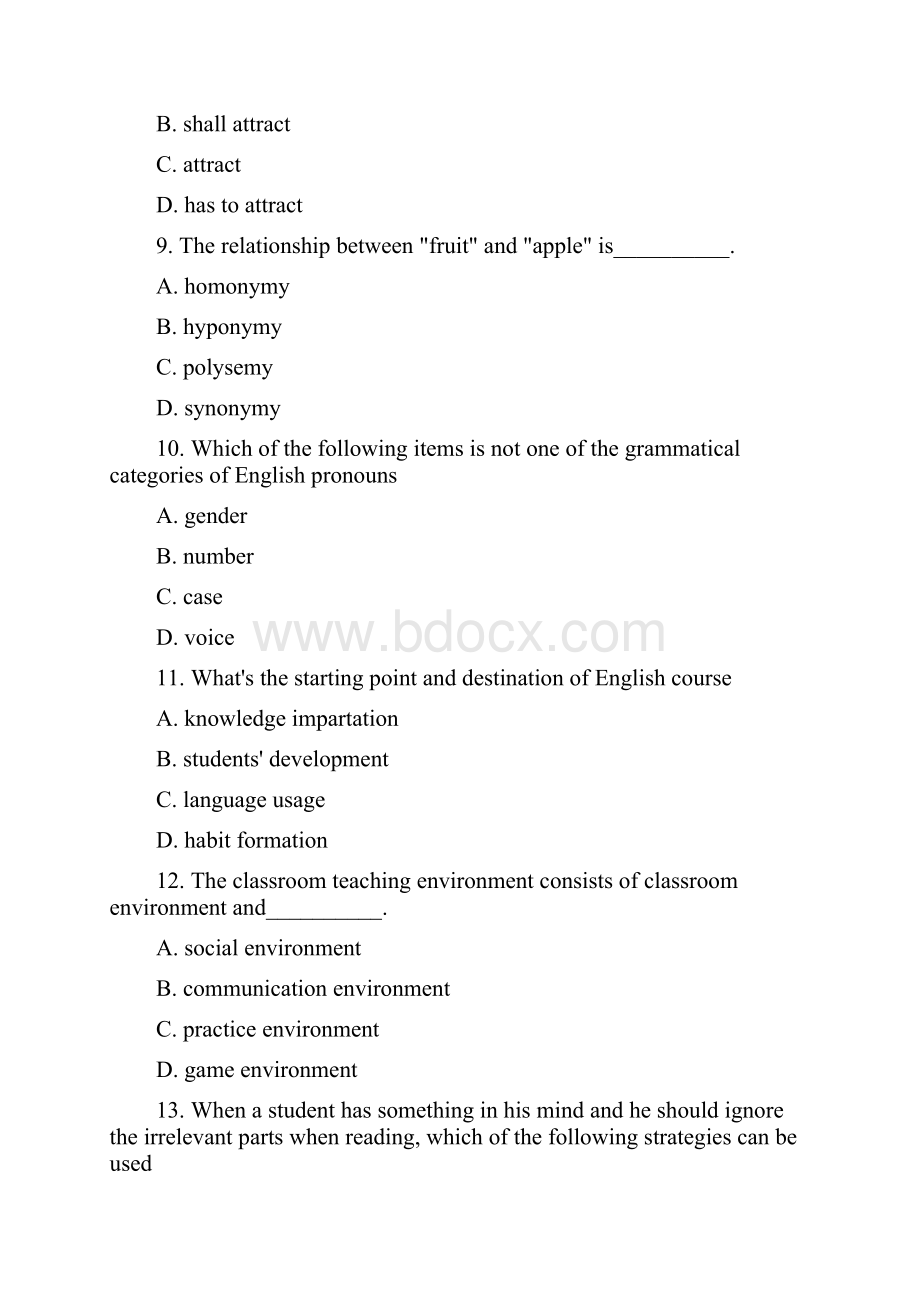 最新教师资格证考试《中学英语学科知识与教学能力》试题及答案.docx_第3页