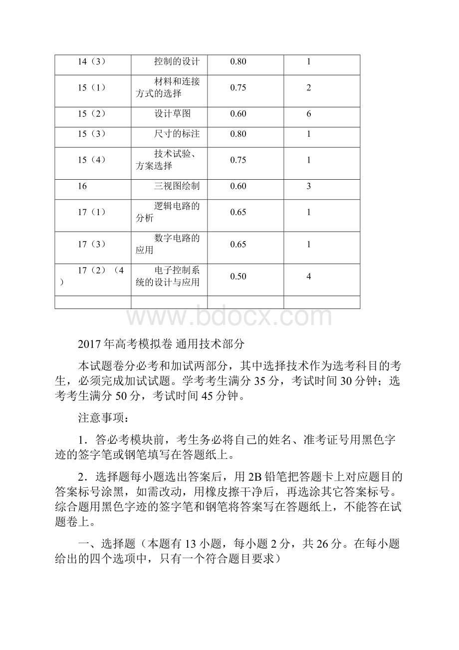 高考模拟卷 通用技术部分.docx_第2页