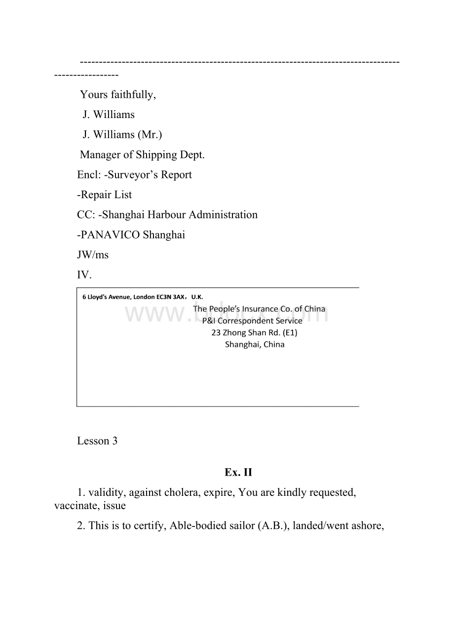 国际航运业务英语与函电练习答案.docx_第2页