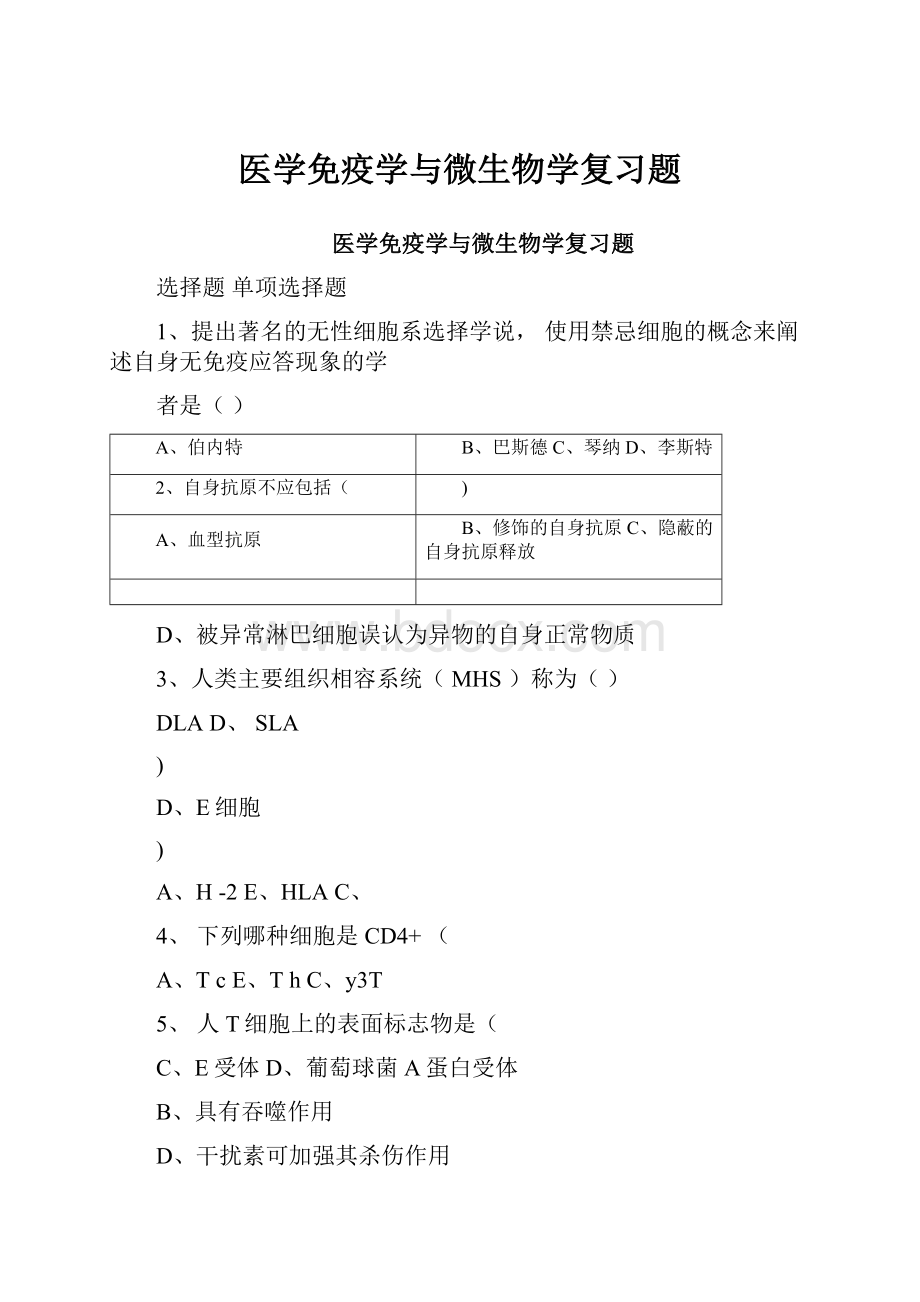 医学免疫学与微生物学复习题.docx