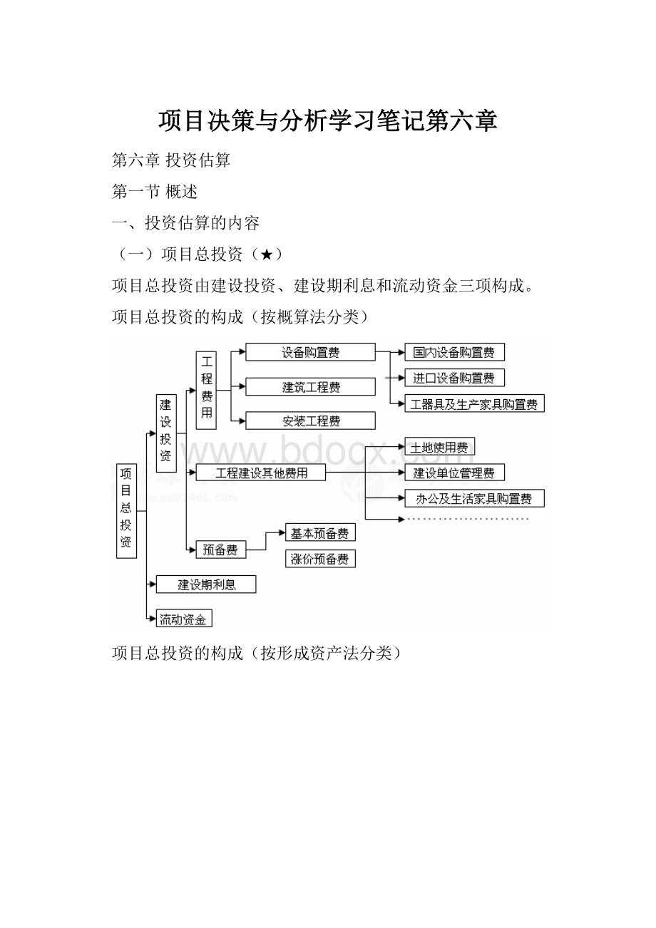 项目决策与分析学习笔记第六章.docx