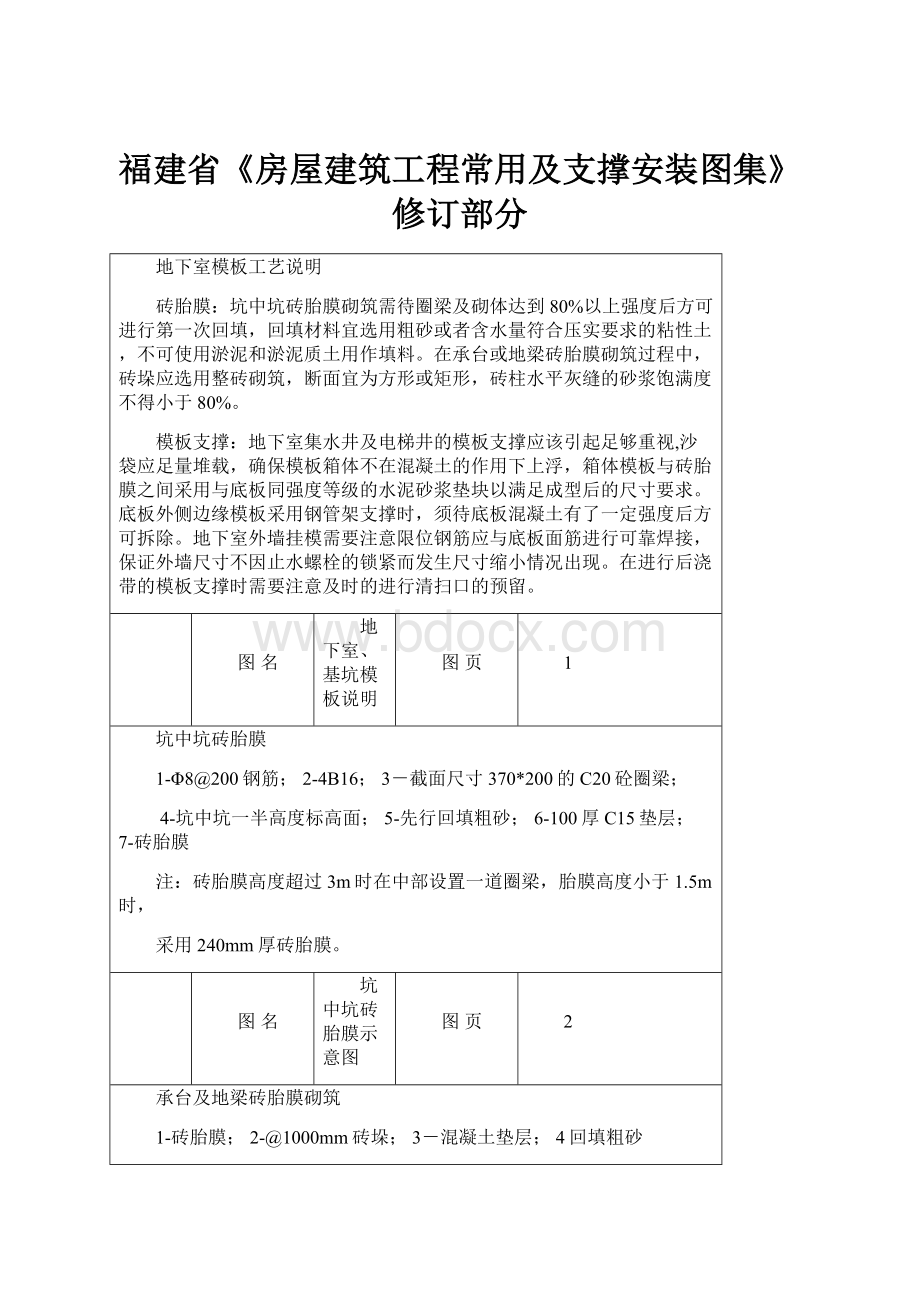 福建省《房屋建筑工程常用及支撑安装图集》修订部分.docx_第1页