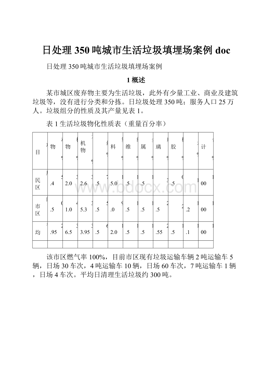 日处理350吨城市生活垃圾填埋场案例doc.docx