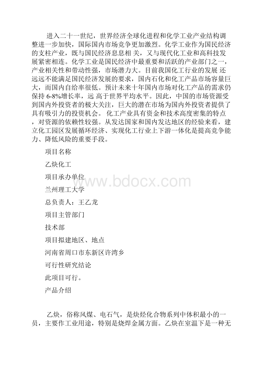 乙炔化工项目建设可行性研究报告.docx_第2页