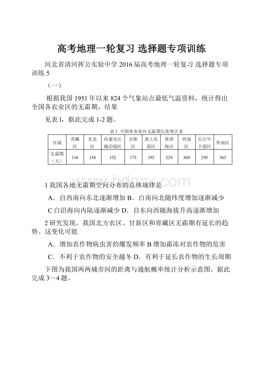 高考地理一轮复习 选择题专项训练.docx_第1页